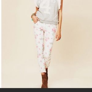 Free people white floral skinny jeans